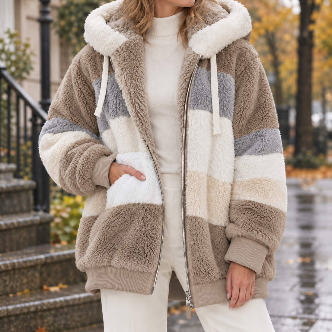 Lucia-Belle Patchwork Jacket - Khaki