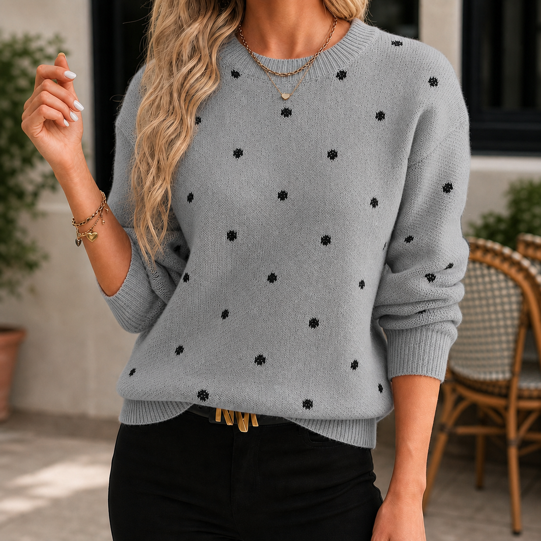 Pippa Polka Dot Sweater - Gray