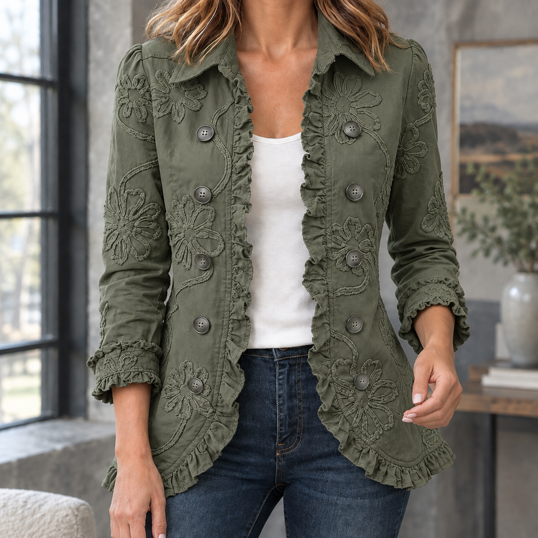 Hyacinth-Hope Floral Jacket - Green