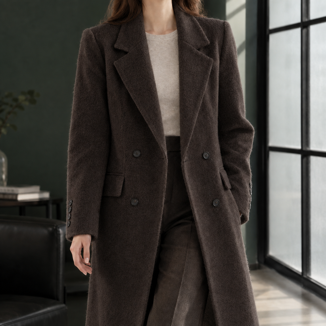 Leah-Grace Wool Coat - Dark Brown