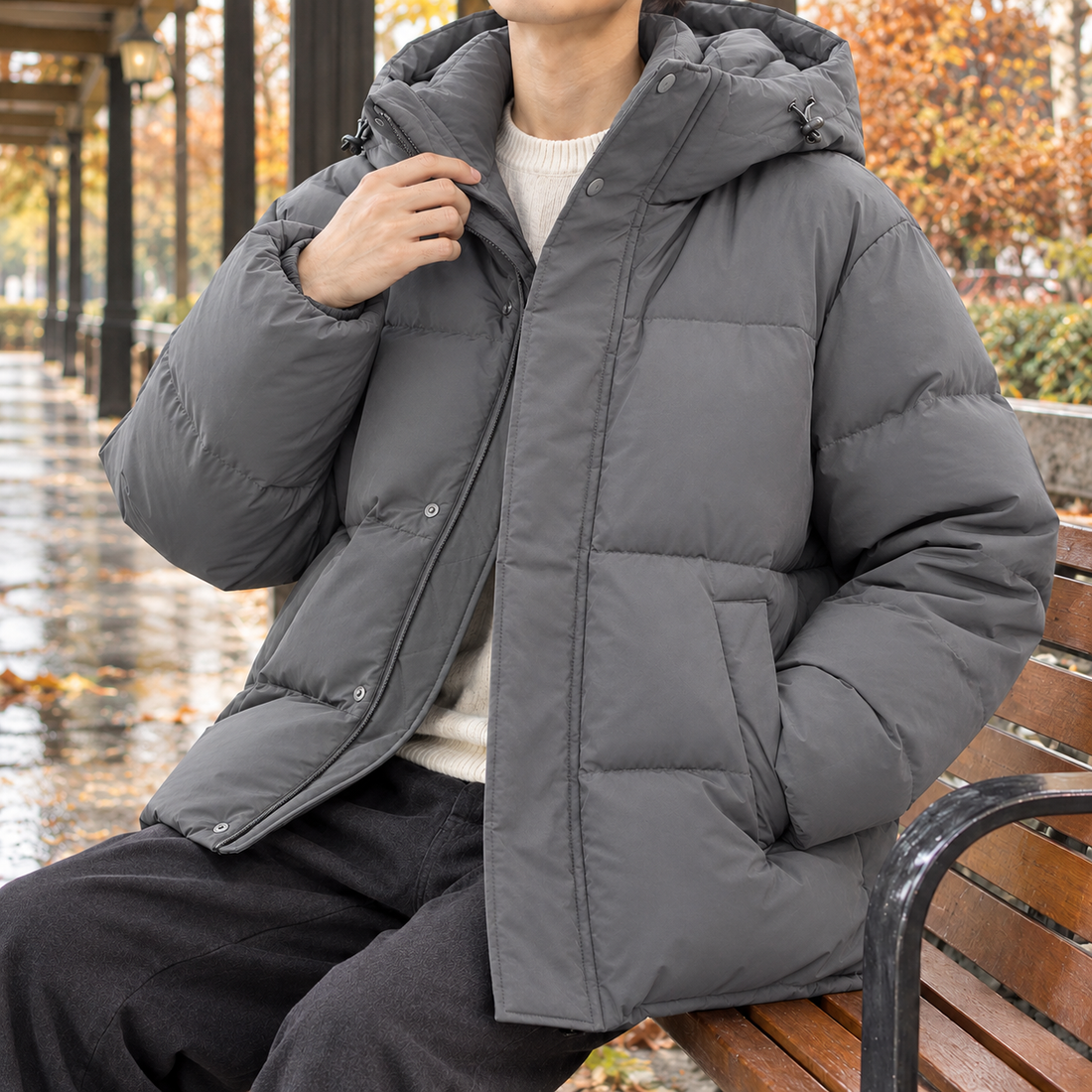 Olivier-James Hooded Puffer Jacket - Gray