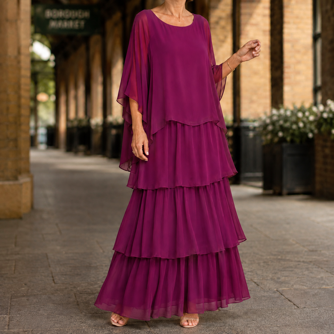 Madeleine-Jane Tiered Dress - Purple