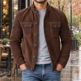Laurent-Scott Stand Collar Jacket - Dark Brown