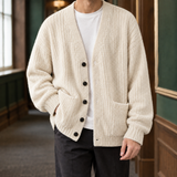 Nicodemus-Miles Ribbed Cardigan - White Apricot
