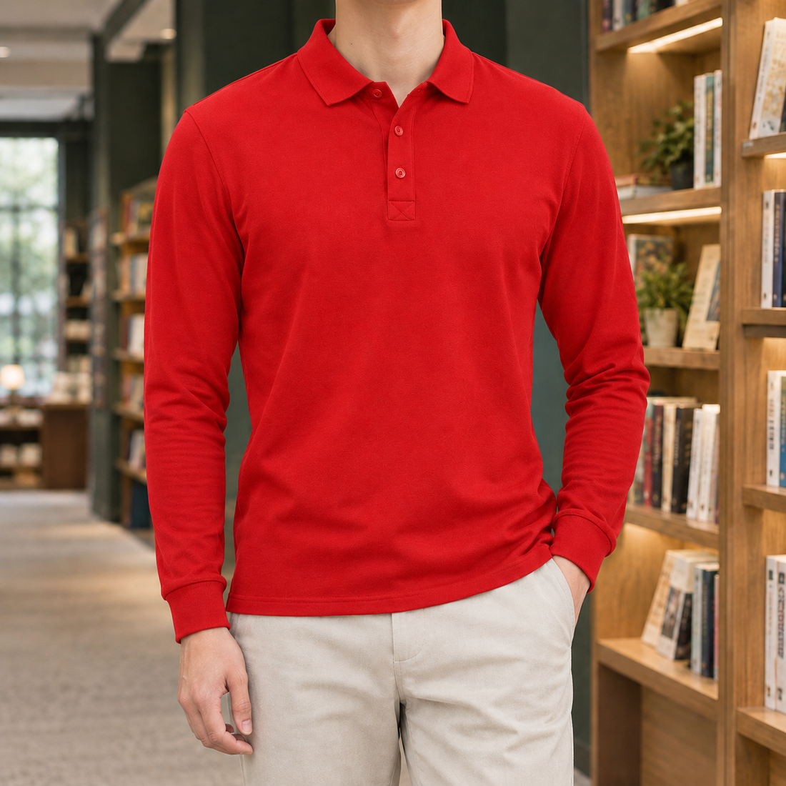 Silvain-Reid Long Sleeve Polo - Red