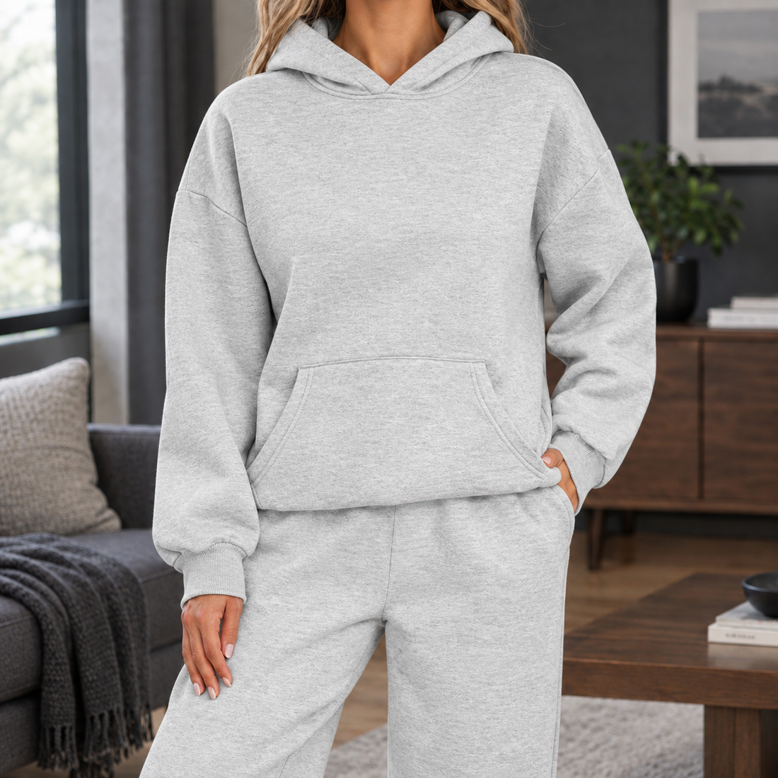 Annabel-Faye Relaxed Jogger Set - Light Gray