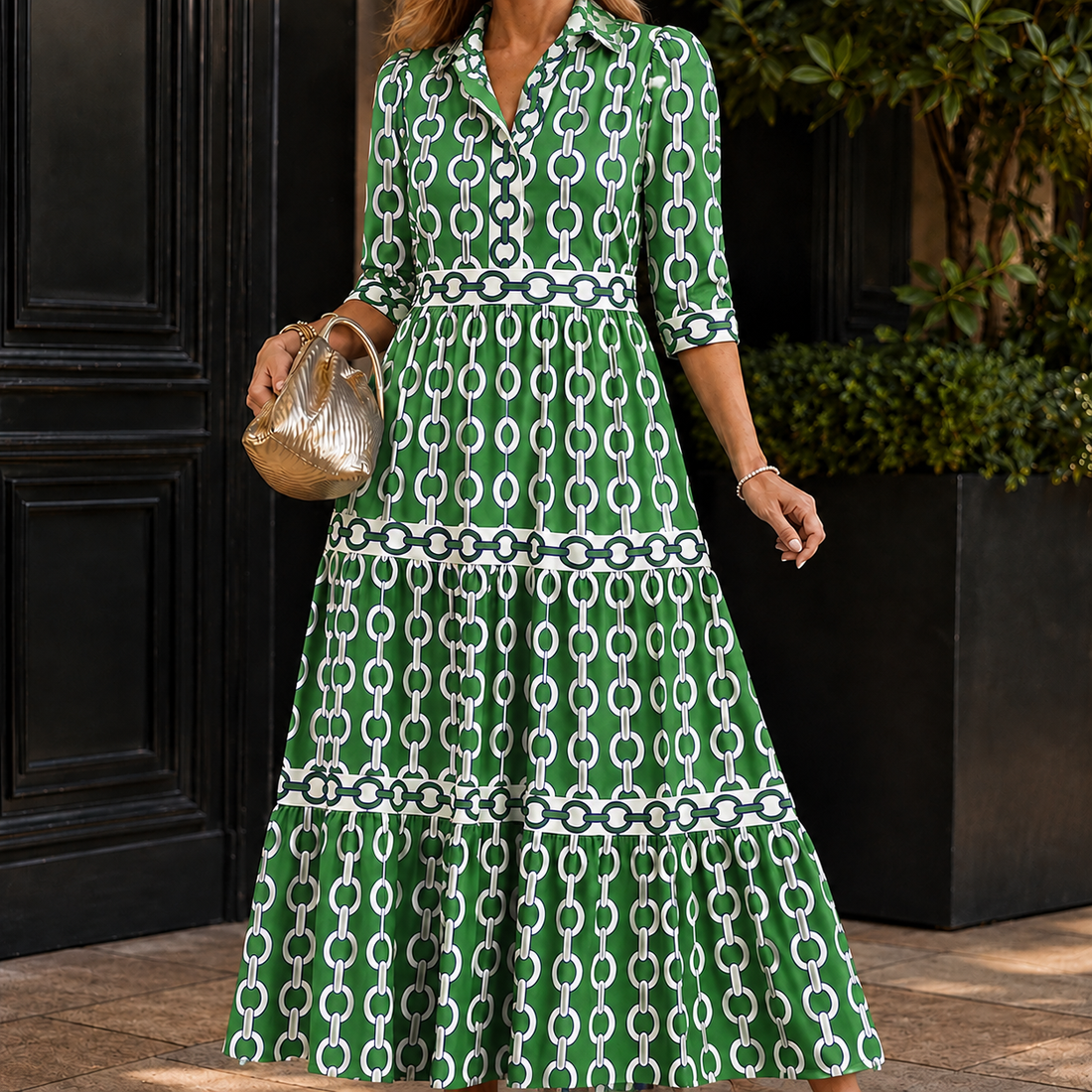 Serena Tiered Maxi Dress - Green