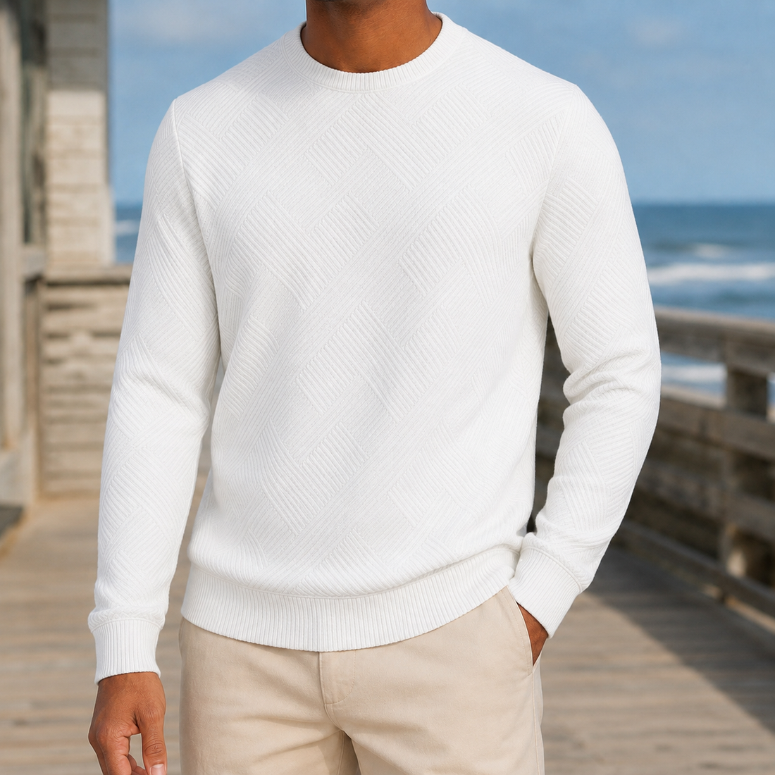 Lysander Textured Sweater - White