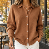 Gillian-Claire Collared Knit Cardigan - Camel