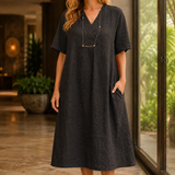 Audrey Relaxed Midi Dress - Black