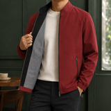 Theodric Stand Collar Jacket - Three Pockets Red