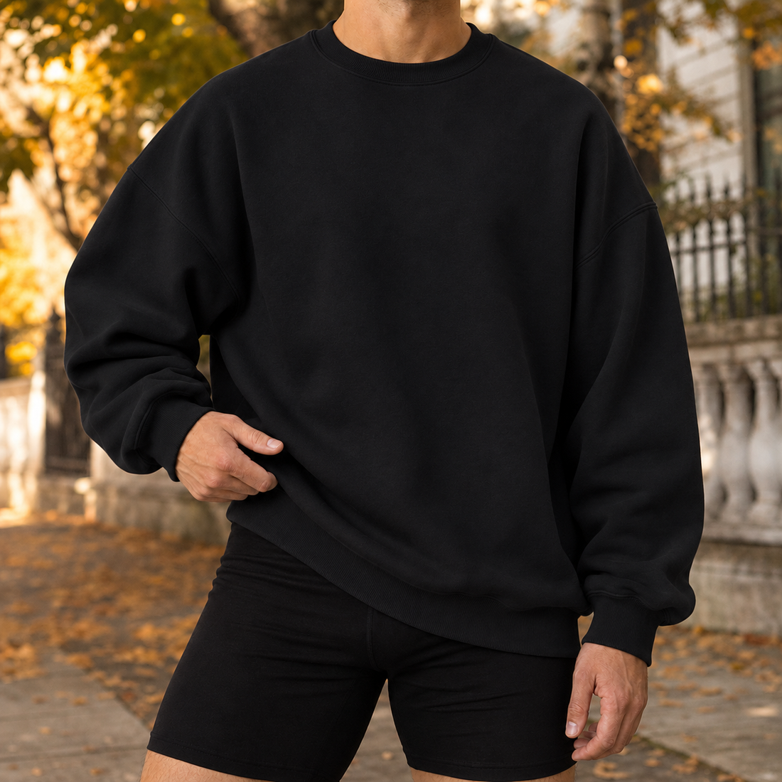 Havelock-Grey Oversized Sweatshirt - Round Neck Black