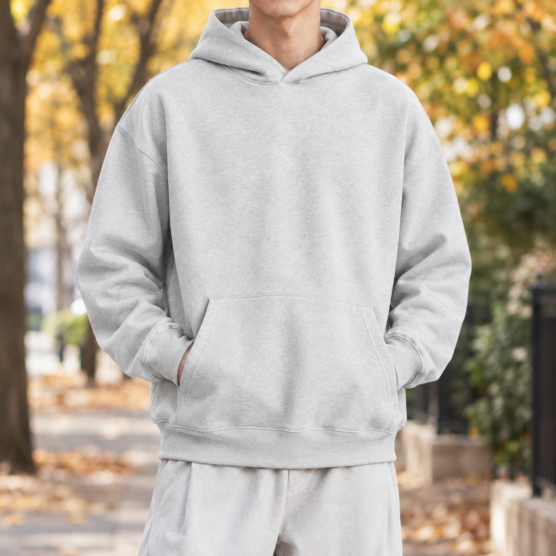 Harrison-Grey Heavyweight Hoodie - White Ash