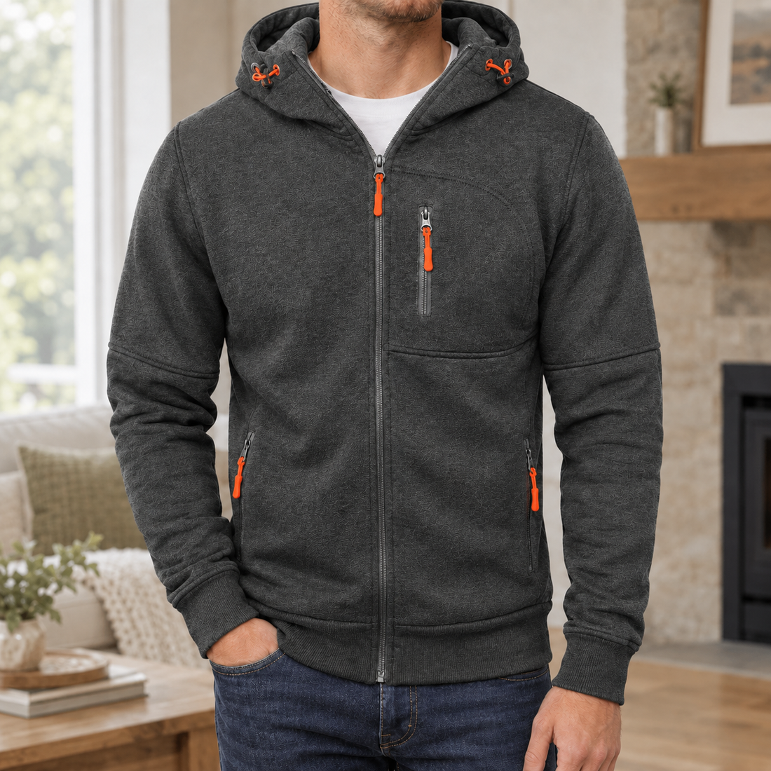 Nash-Ellis Zip Hoodie - Dark Gray