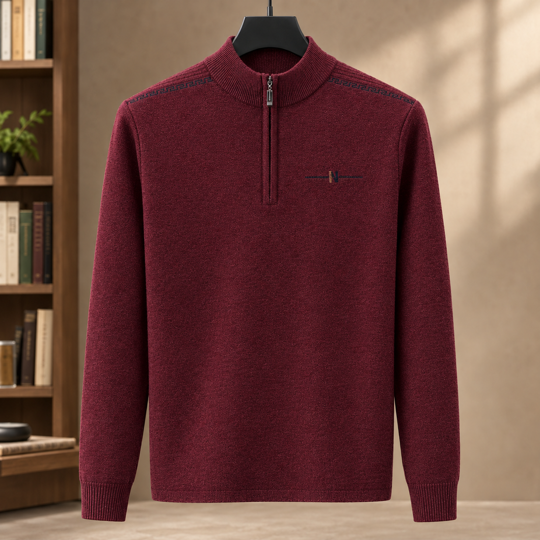 Augustus Quarter Zip Sweater - Burgundy
