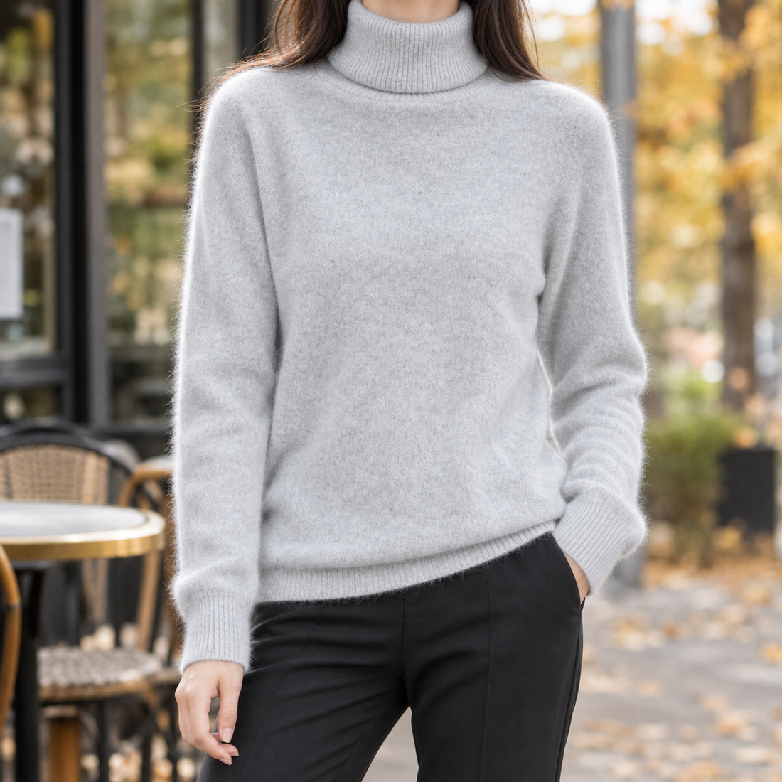 Emmeline-Elise Cashmere Sweater - Light Gray