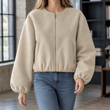 Alma-Elise Balloon Sleeve Jacket - Khaki