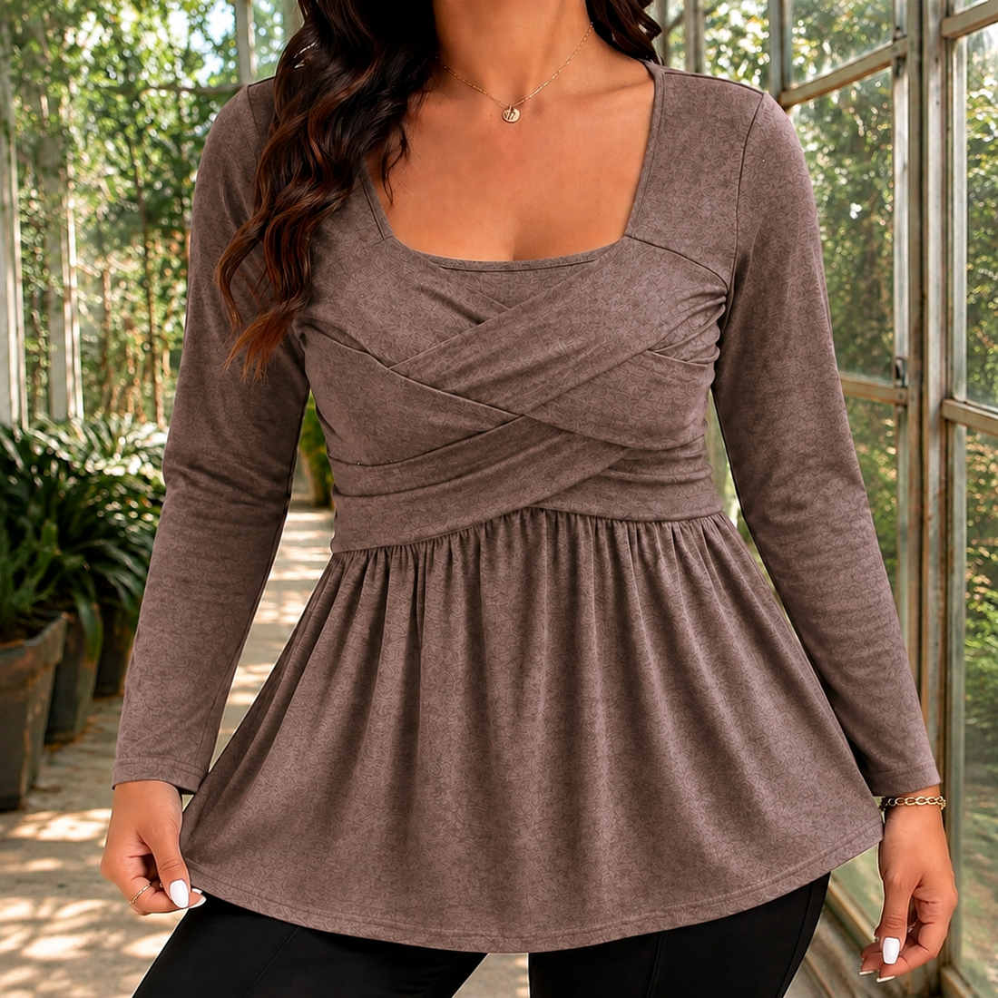 Winona-Mae Square Neck Top - Coffee