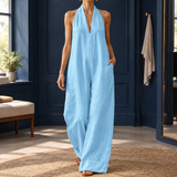 Leontine Halter Jumpsuit - Sky Blue