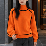 Bethany-Louise Contrast Turtleneck Sweater - Orange