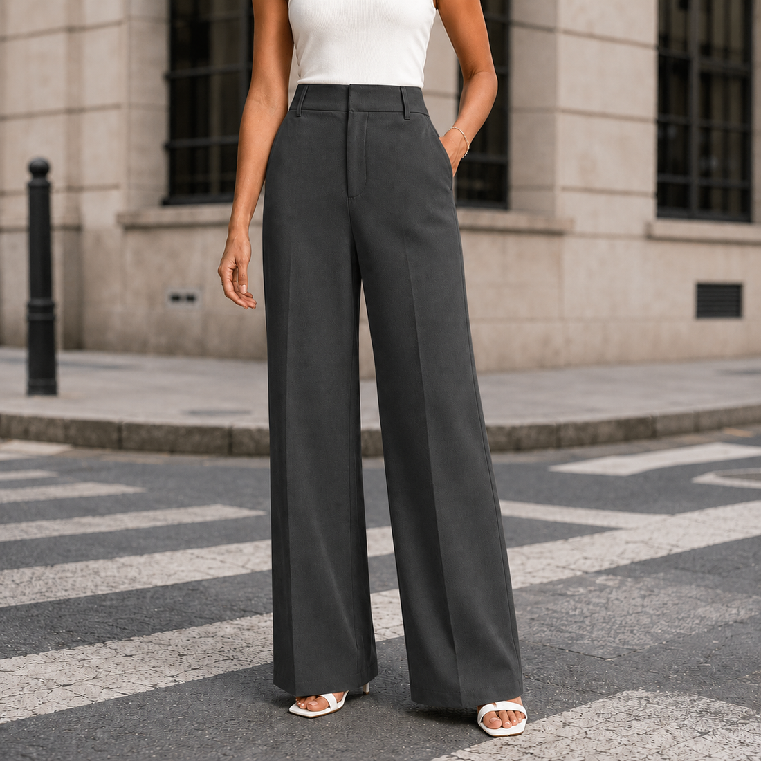 Rosalie-Faye Wide Leg Pants - Dark Gray