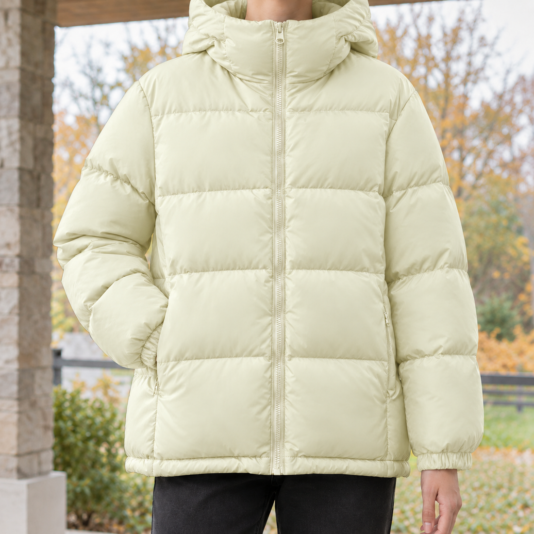 Tabitha-June Hooded Puffer Jacket - Light Yellow