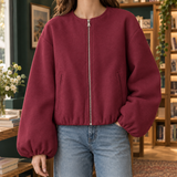 Paula Collarless Jacket - Wine Red