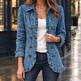 Noelle-Kate Ruffle Overshirt - Navy
