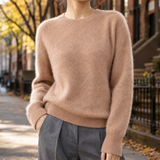 Olympia-Rae Cashmere Sweater - Floral Camel