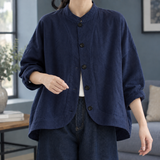 Stella-Marie Stand Collar Jacket - Navy Blue