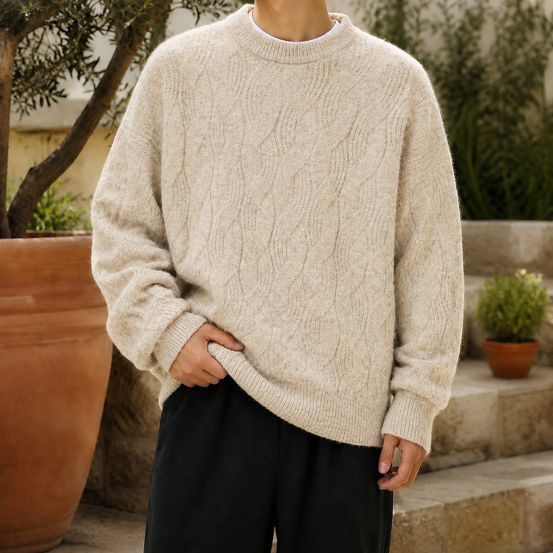 Ulric-Reid Cable Sweater - Beige