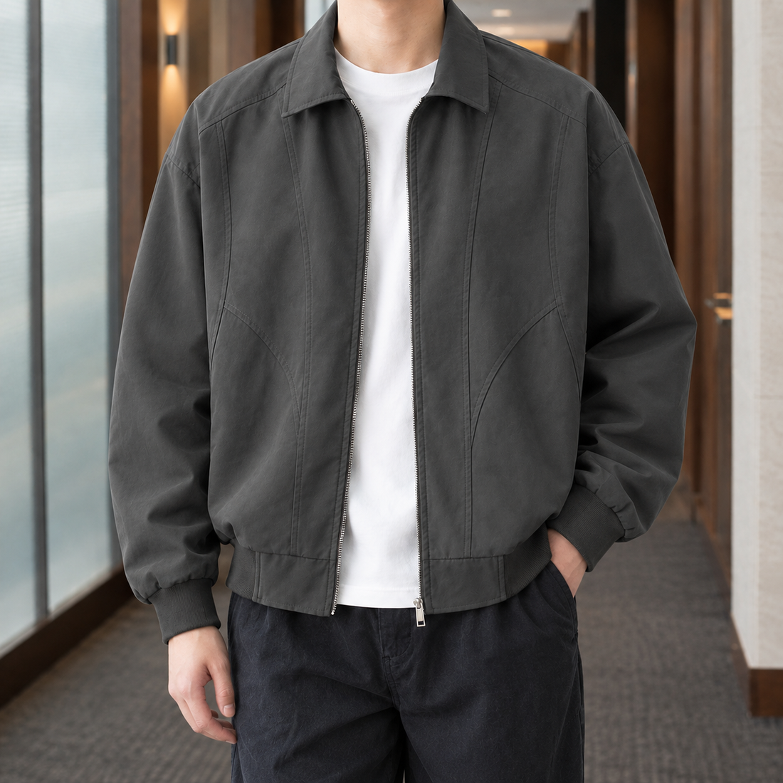 William-Flynn Zip Jacket - Dark Gray