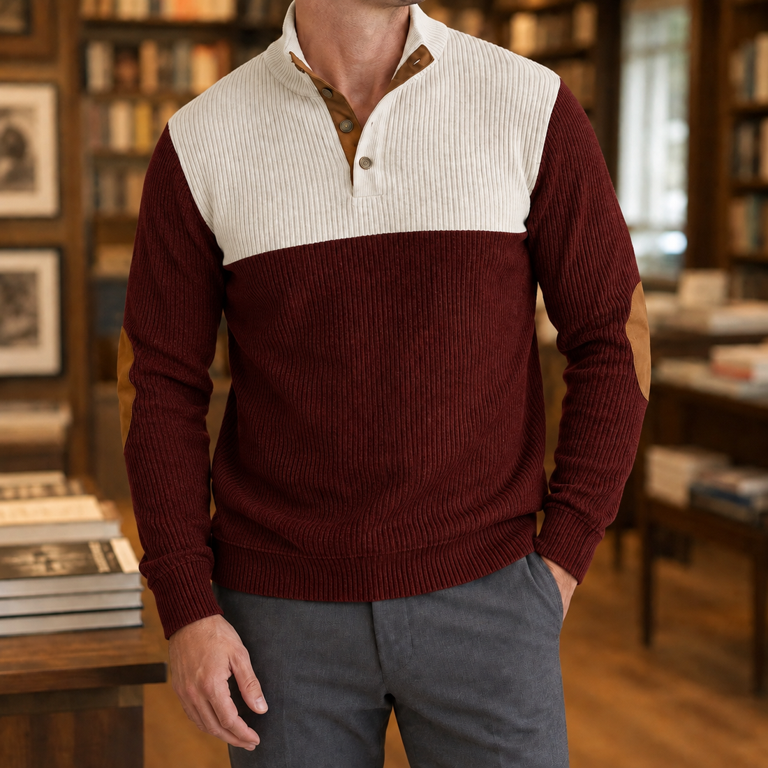 Rocco-Rhys High Collar Sweater - Wine