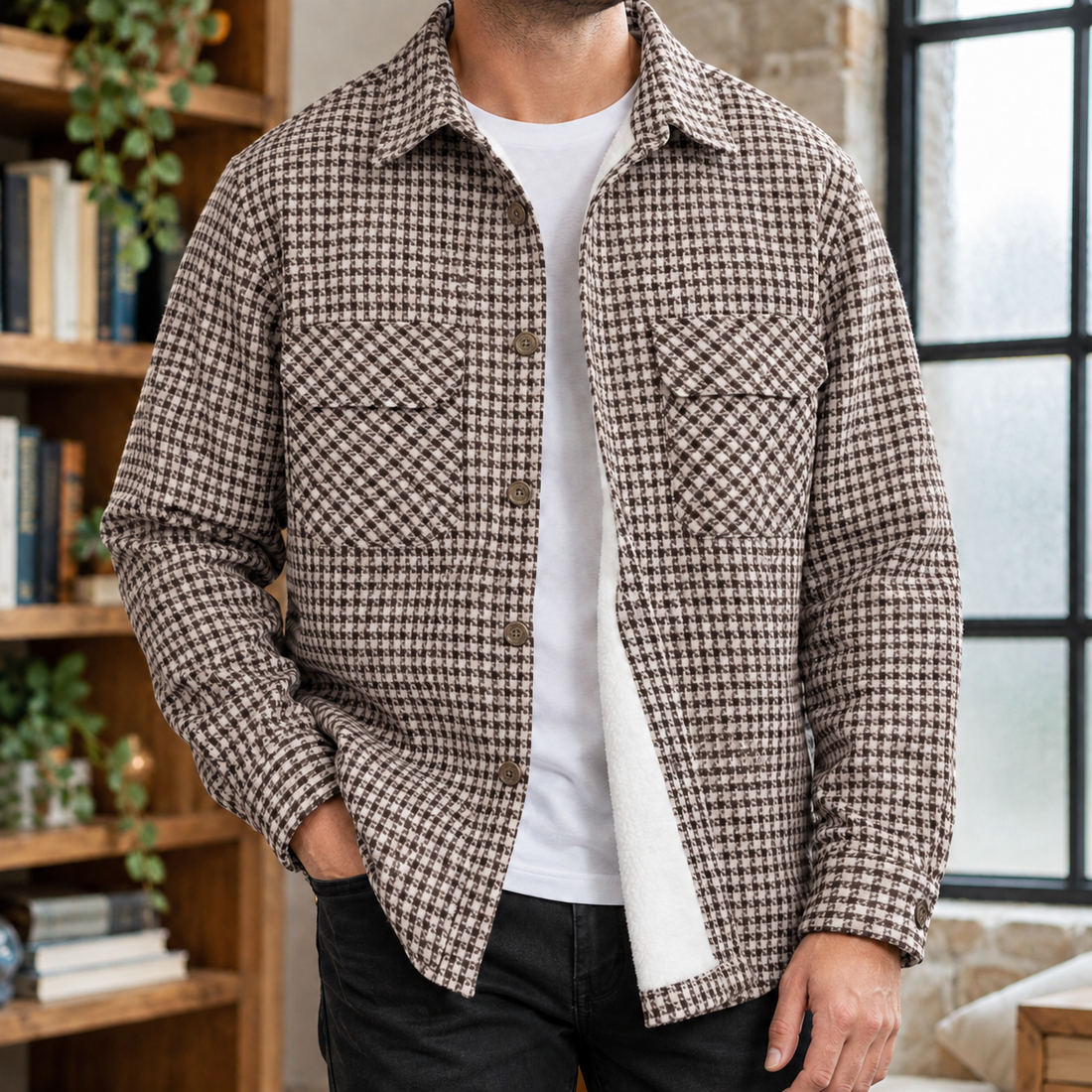 Torquil-Flynn Plaid Overshirt - Brown