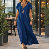 Oriane-Sage Relaxed Maxi Dress - Dark Blue