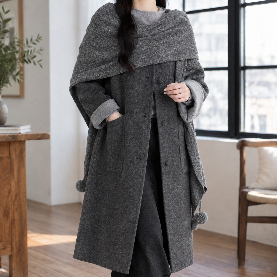 Harriet-Rose Wool Coat - Charcoal Gray