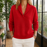 Theodora Shawl Collar Sweater - Red