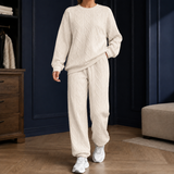 Rosalie-Skye Cable Jacquard Set - Apricot No Label