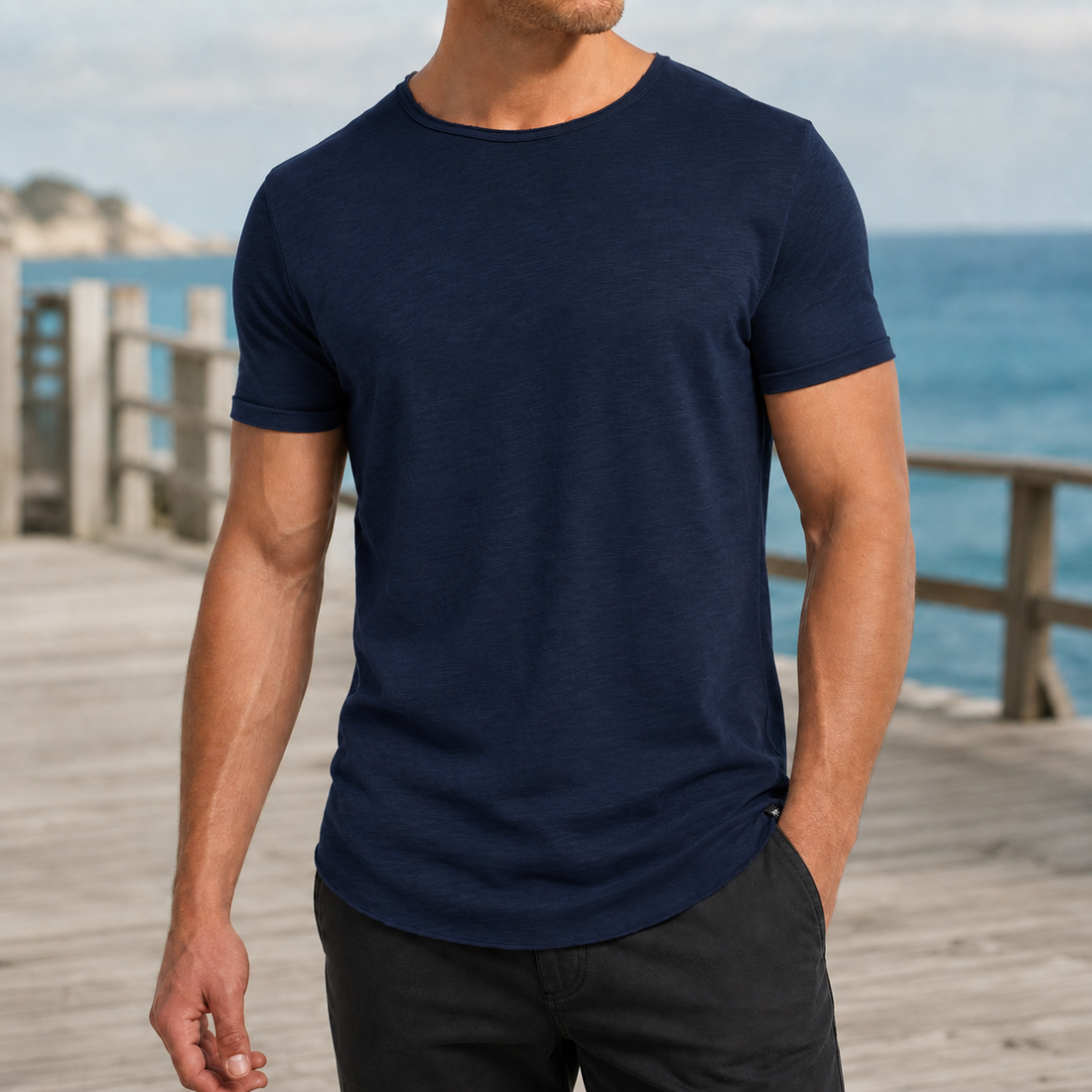 Evander Crew Neck T-Shirt - Navy
