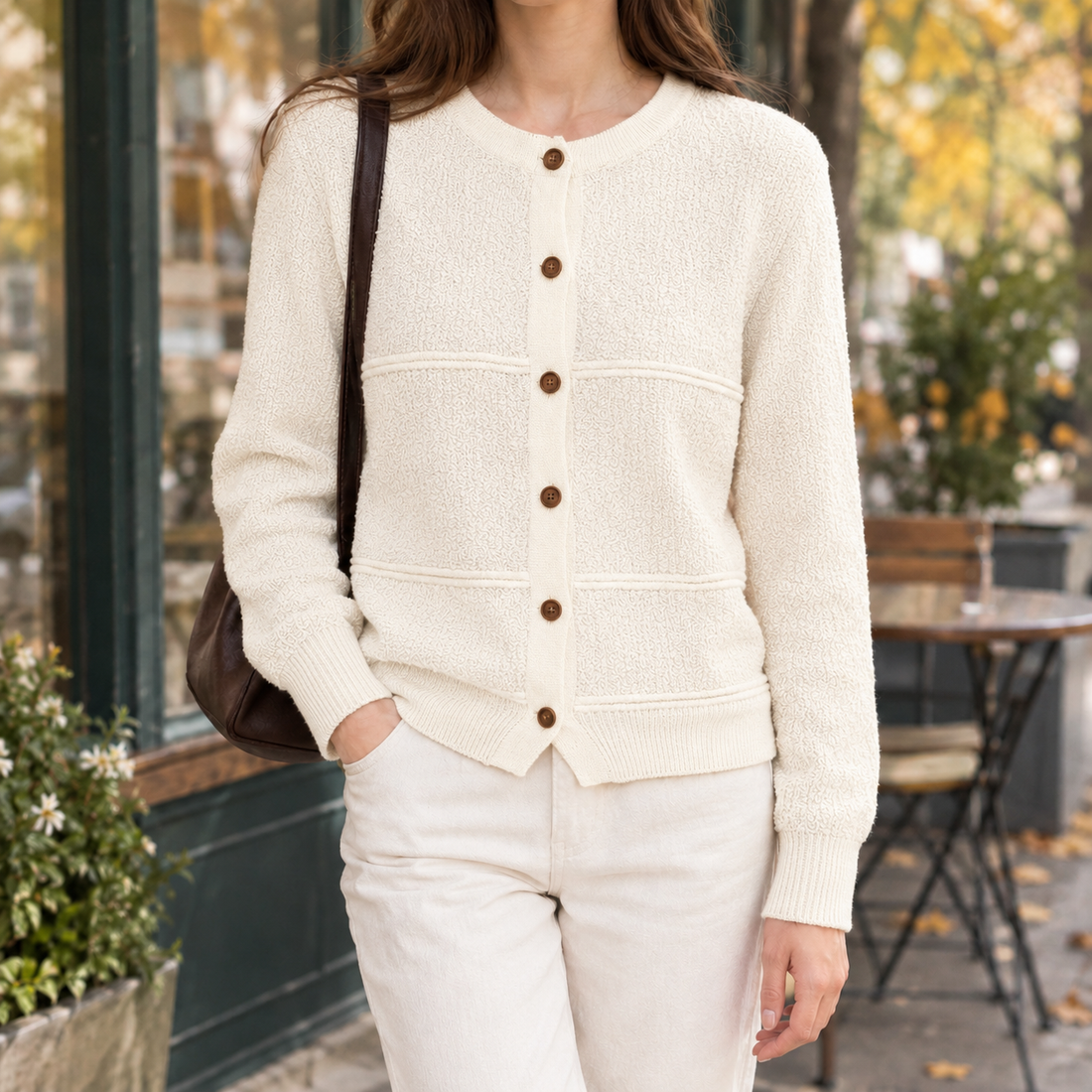 Ninon-Hope Textured Cardigan - White