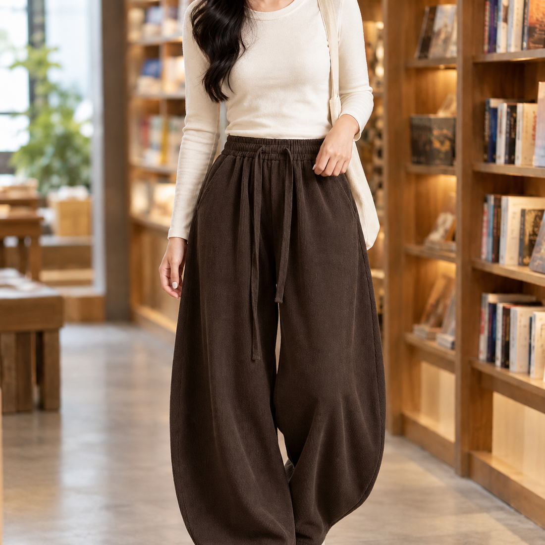 Bianca-Jade Curved Leg Cardigan - Dark Coffee -european