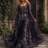 Lucinda-Elise Skeleton Maxi Dress - Black Purple