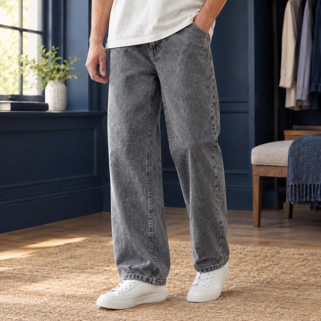 Anton-Lane Wide Leg Jeans - Black Gray
