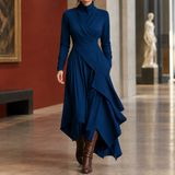 Freya-Hope Asymmetric Turtleneck Dress - Royal Blue