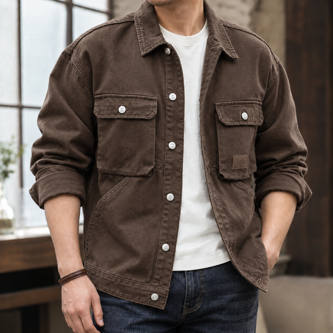 Giles-Lane Utility Jacket - Coffee