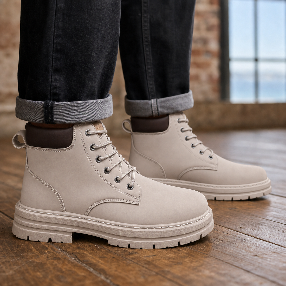 Melfi Lace-Up Boots - Light Gray