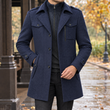 Macaire-Jude Double Collar Coat - Navy Blue