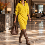 Nora-Faye Collared Knit Dress - Earth Yellow