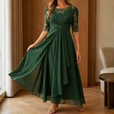 Edith-Kate Lace Bodice Dress - Green