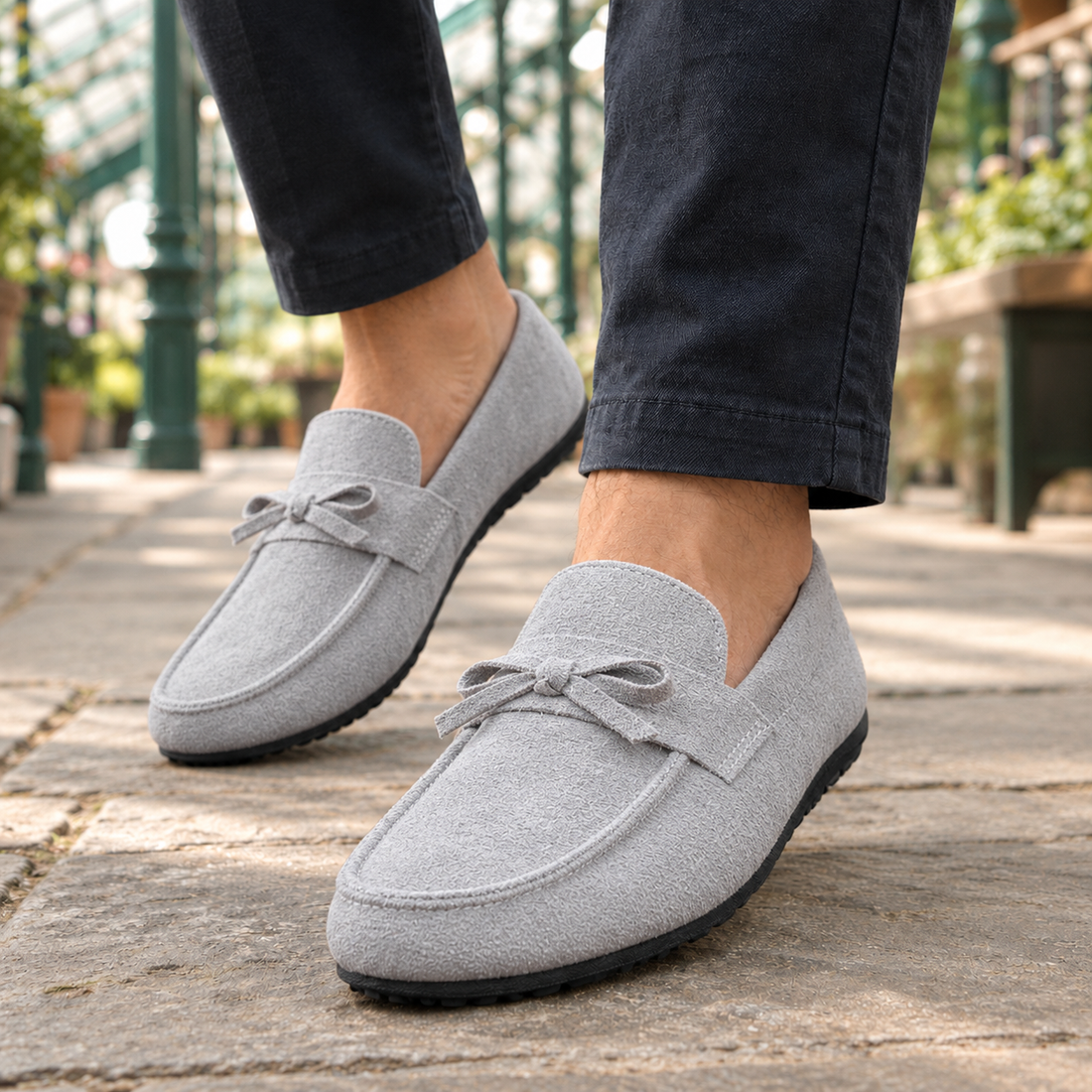 Firenze Suede Loafers - Gray